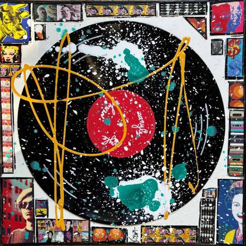 Painting POP VINYLE (rouge) by Costa Sophie | Painting Pop-art Acrylic, Gluing, Upcycling Pop icons