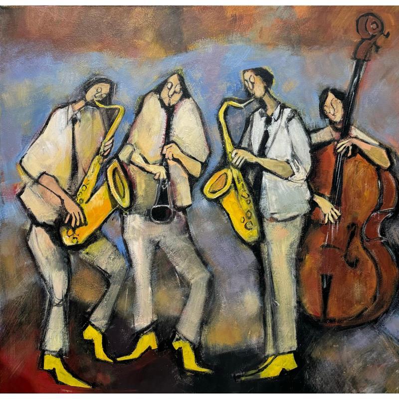 Gemälde Soirée musicale von Signamarcheix Bernard | Gemälde Naive Kunst Acryl Tinte Pastell