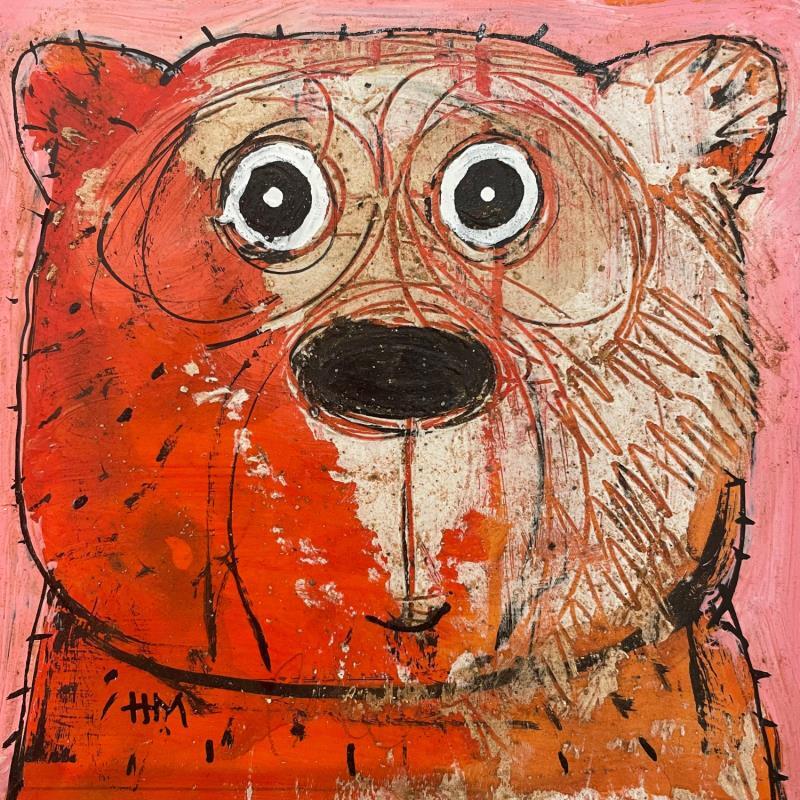 Peinture Pink bear par Maury Hervé | Tableau Art Singulier Animaux