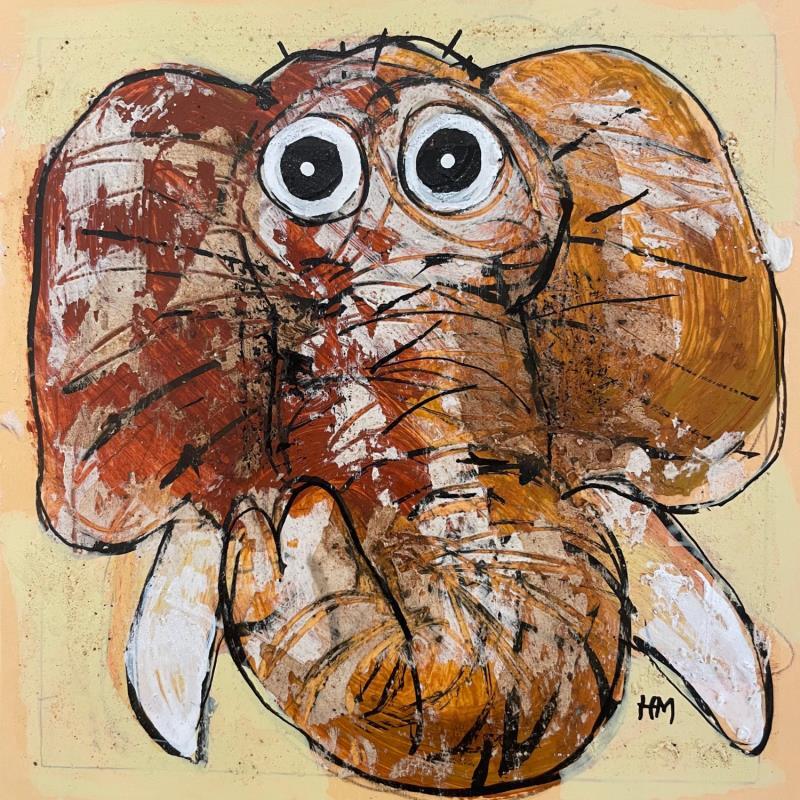 Painting Élephant by Maury Hervé | Painting Raw art Animals