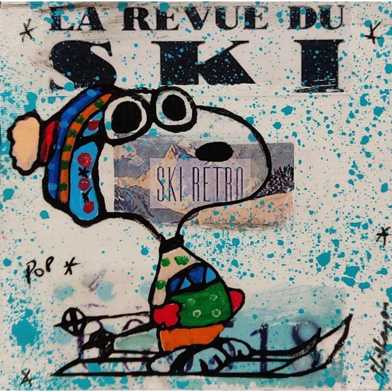 Peinture Snoopy ski  par Kikayou | Tableau Pop-art Icones Pop Graffiti Acrylique Collage