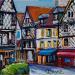 Painting Place Gordaine à Bourges (1) by Cédanne | Painting Figurative Landscapes Urban Life style Oil Acrylic