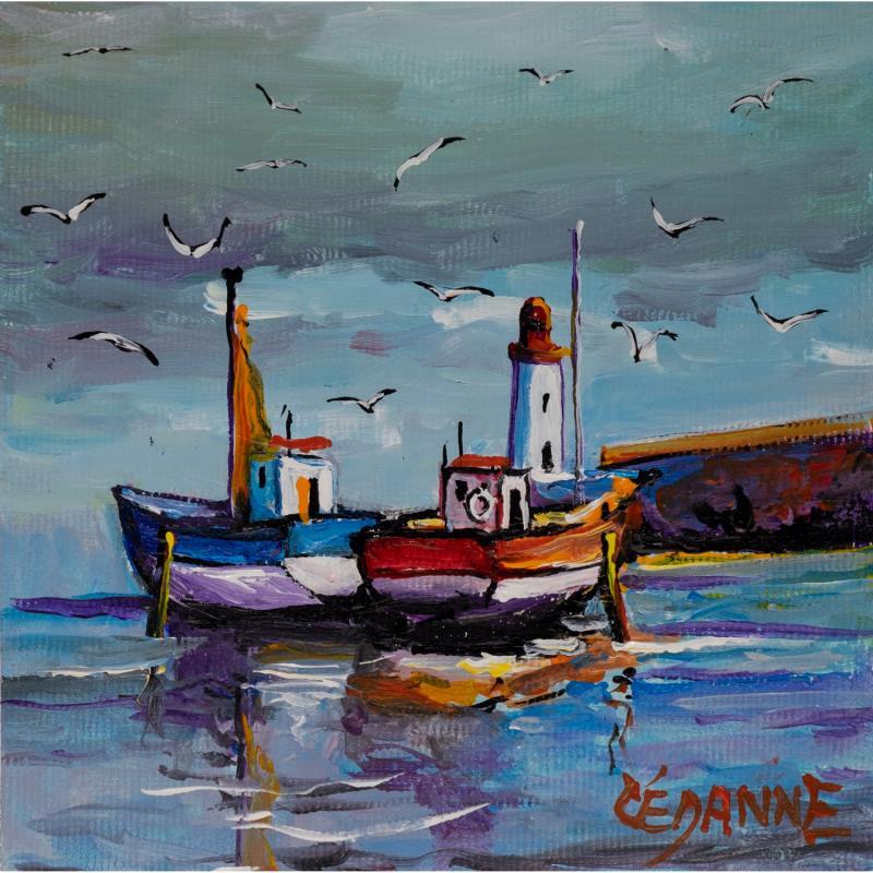 Painting Chalutiers au phare de la Cotinière by Cédanne | Painting Figurative Landscapes Marine Life style Oil Acrylic