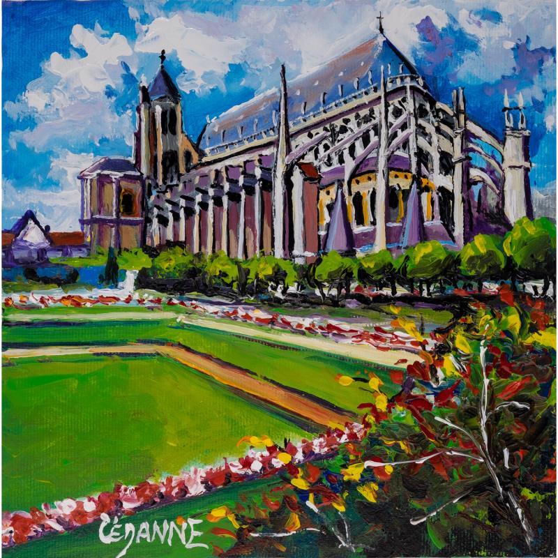 Peinture Cathédrale Saint-Etienne de Bourges par Cédanne | Tableau Figuratif Paysages Urbain Architecture Huile Acrylique