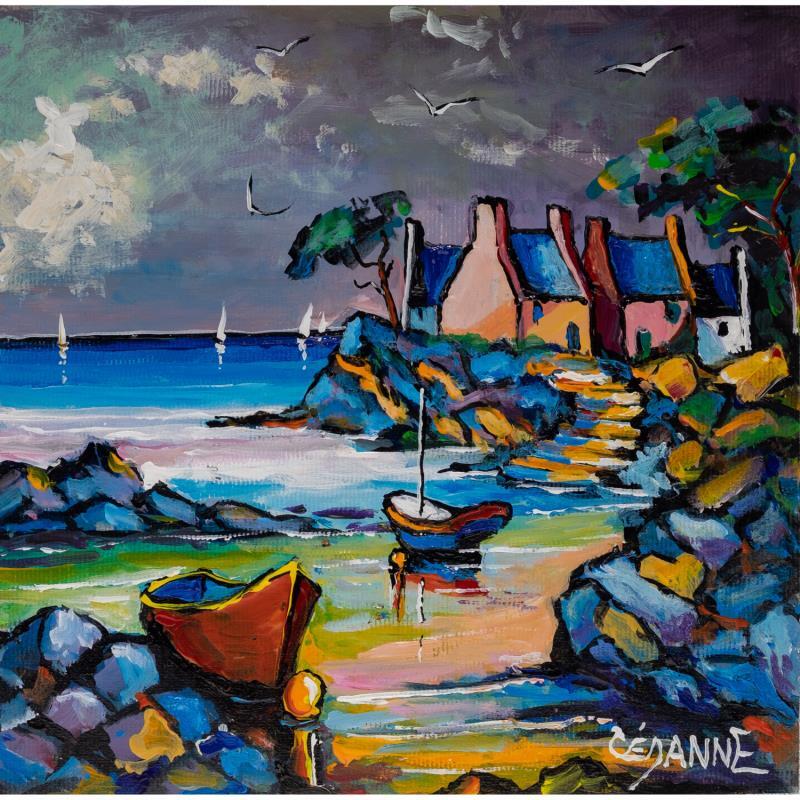 Painting L'escalier à marée basse by Cédanne | Painting Figurative Landscapes Marine Oil Acrylic