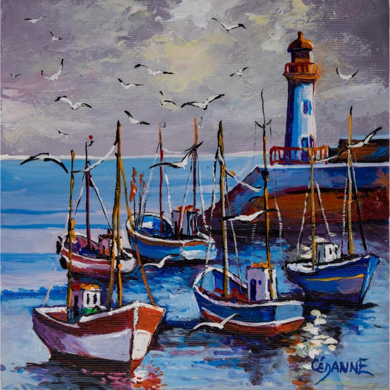 Peinture Retour de pêche par Cédanne | Tableau Figuratif Paysages Marine Scènes de vie Huile Acrylique