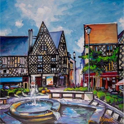 Painting Place Gordaine à Bourges (2) by Cédanne | Painting Figurative Acrylic, Oil Landscapes, Life style, Urban