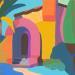 Painting Santa Fe by Billy Dust | Painting Abstract Architecture Acrylic