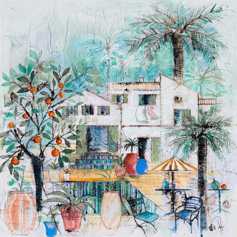 Gemälde Fraicheur de vues von Colombo Cécile | Gemälde Naive Kunst Aquarell Acryl Collage Tinte Pastell