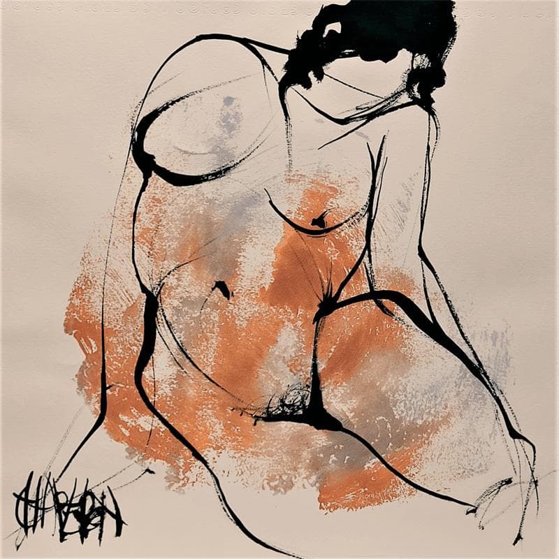 Painting CHARME N°3 by Chaperon Martine | Painting Figurative Acrylic Nude