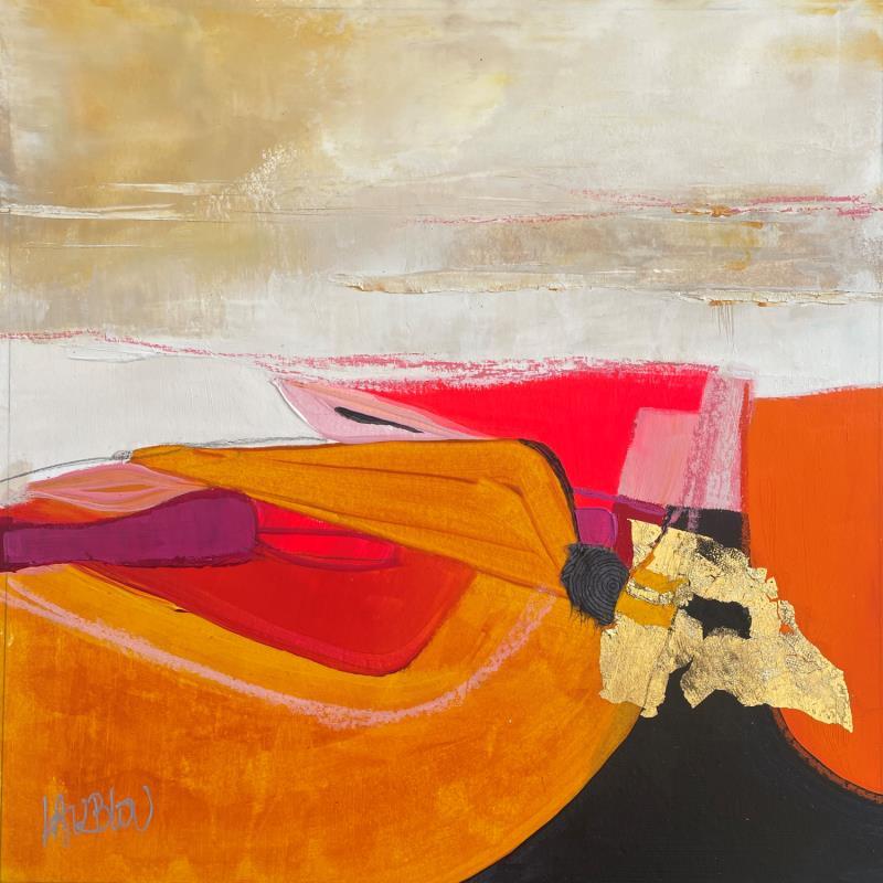 Painting Sables mouvants by Lau Blou | Painting Abstract Acrylic, Gluing, Gold leaf, Paper Pop icons