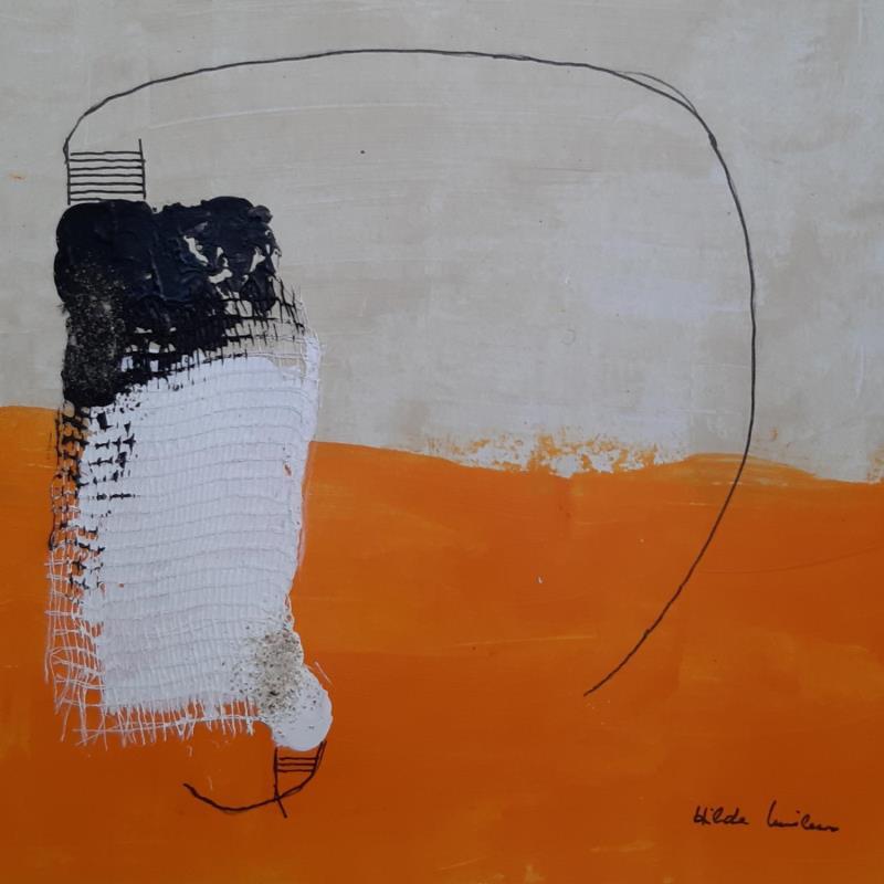 Peinture abstract orange A 123 par Wilms Hilde | Tableau Abstrait Acrylique Collage