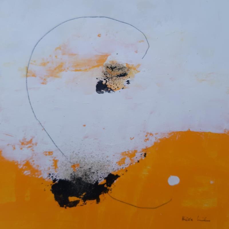 Peinture abstract yellow B 113 par Wilms Hilde | Tableau Abstrait Acrylique Collage