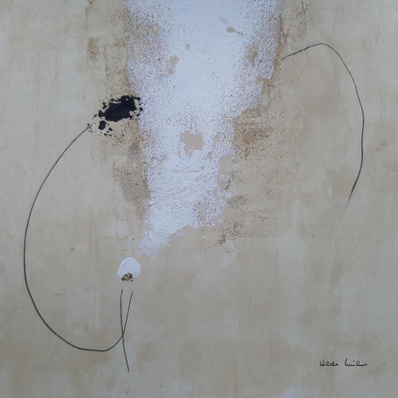 Peinture abstract beige C 127 par Wilms Hilde | Tableau Abstrait Acrylique Collage Feuille d'or