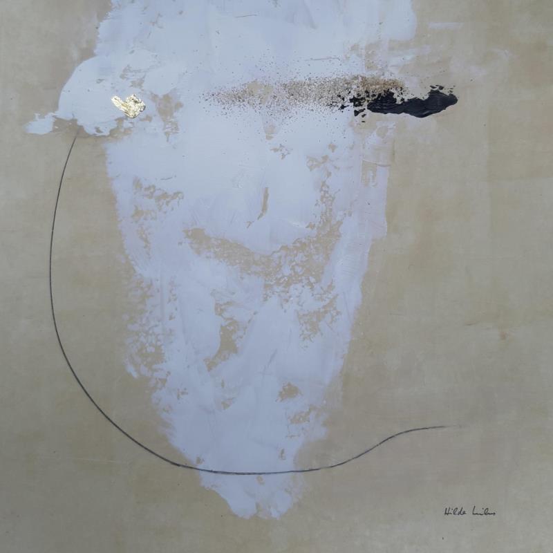 Peinture abstract beige C 129 par Wilms Hilde | Tableau Abstrait Acrylique, Collage, Feuille d'or