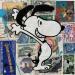 Gemälde F1  snoopy timbré von Marie G.  | Gemälde Pop-Art Pop-Ikonen Holz Acryl Collage