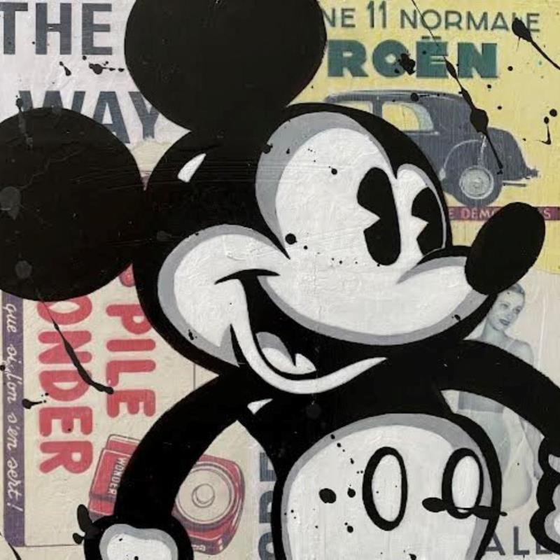 Peinture F3  Mickey vintage par Marie G.  | Tableau Pop-art Icones Pop Bois Acrylique Collage