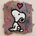 Gemälde F3  Snoopy love von Marie G.  | Gemälde Pop-Art Pop-Ikonen Holz Acryl