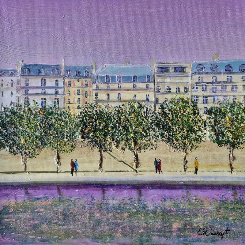 Gemälde Le quai des orfèvres au crépuscule von Dessapt Elika | Gemälde Impressionismus Acryl Sand