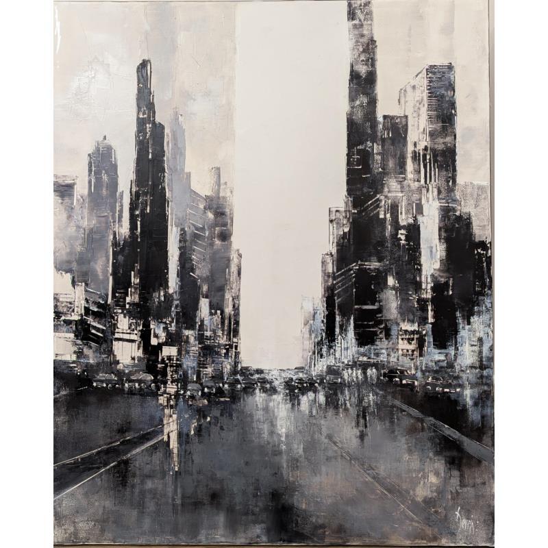 Painting Black and White by Dessein Pierre | Painting Figurative Landscapes Urban Oil