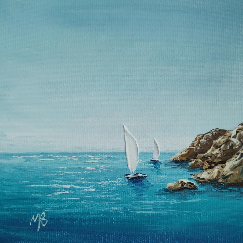 Painting Que du bleu ! by Blandin Magali | Painting Figurative Landscapes Oil