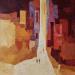 Painting Promenade avec le chat by Tomàs | Painting Abstract Urban Life style Oil