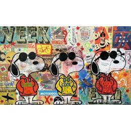 Painting Snoopy vintage by 3 by Kikayou | Painting Pop-art Acrylic, Gluing, Graffiti Pop icons