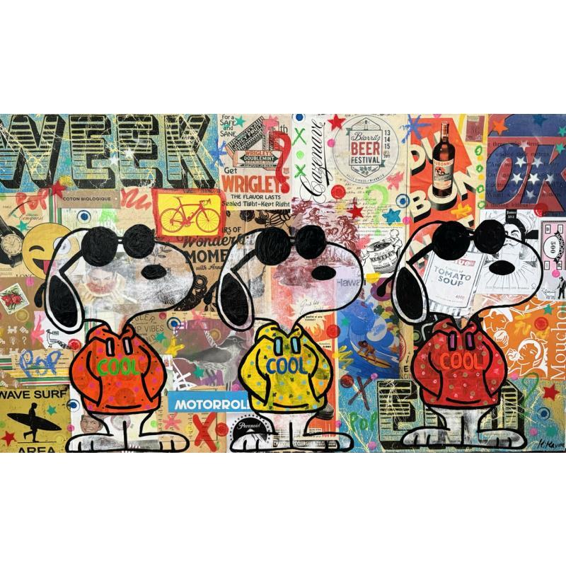 Painting Snoopy vintage by 3 by Kikayou | Painting Pop-art Acrylic, Gluing, Graffiti Pop icons