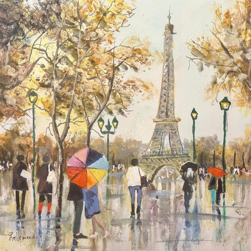 Gemälde Champ de Mars et tour Eiffel von Lallemand Yves | Gemälde Figurativ Urban Acryl