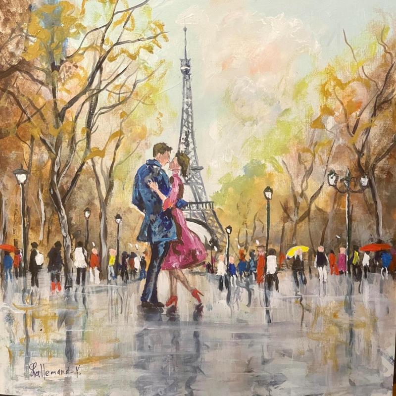 Peinture Champ de Mars et tour Eiffel par Lallemand Yves | Tableau Figuratif Urbain Acrylique