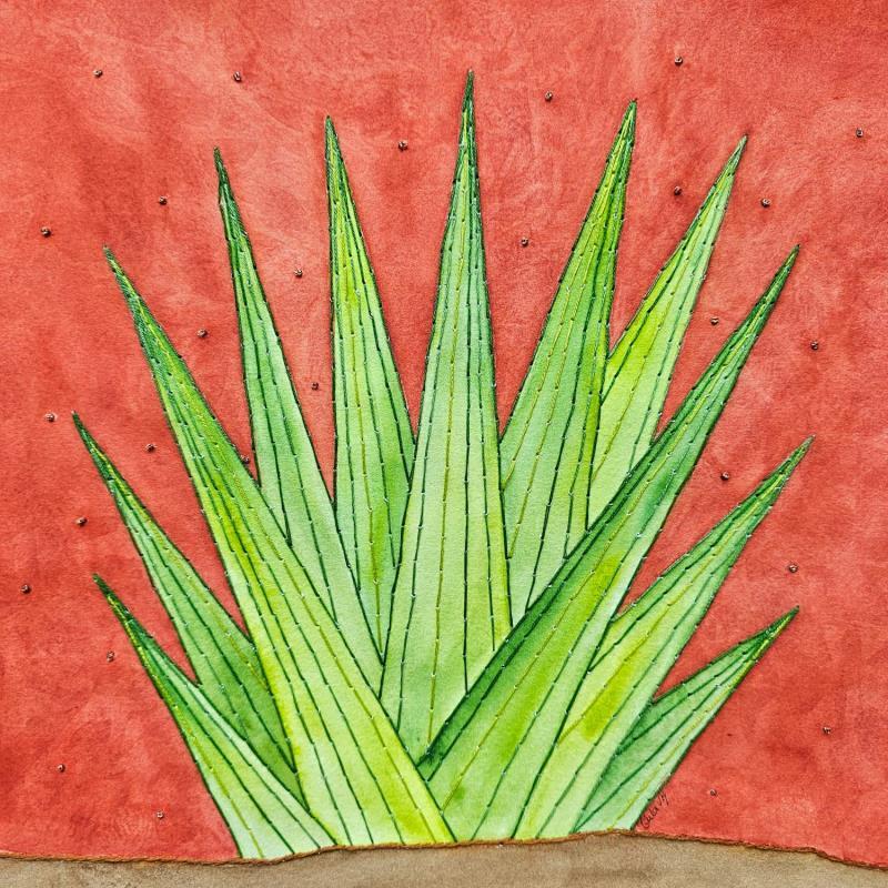 Painting Maguey at sunset by Vazquez Laila | Painting Figurative Paper, Watercolor Nature