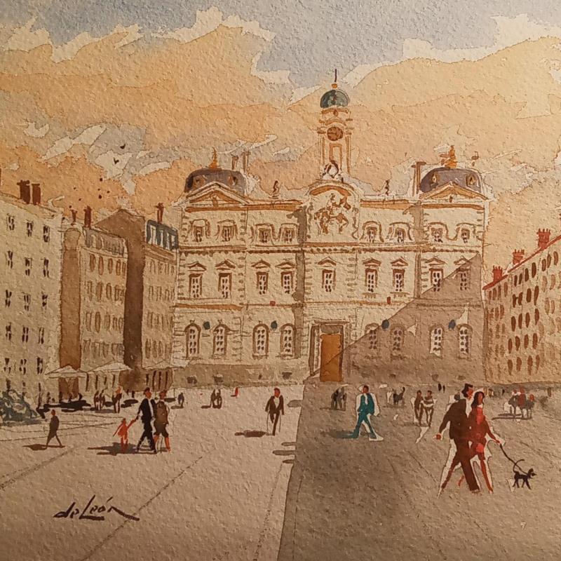 Painting Hotel de Ville  by De León Lévi Marcelo | Painting Figurative Urban Watercolor