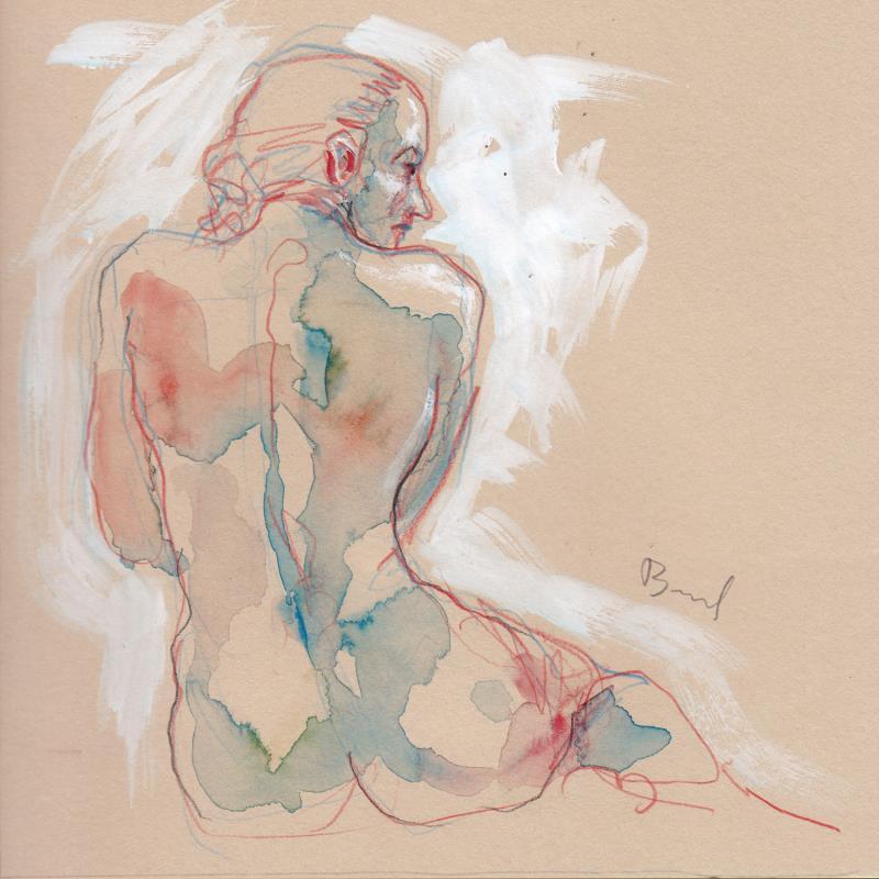 Painting Alice Blues by Brunel Sébastien | Painting Figurative Nude Watercolor