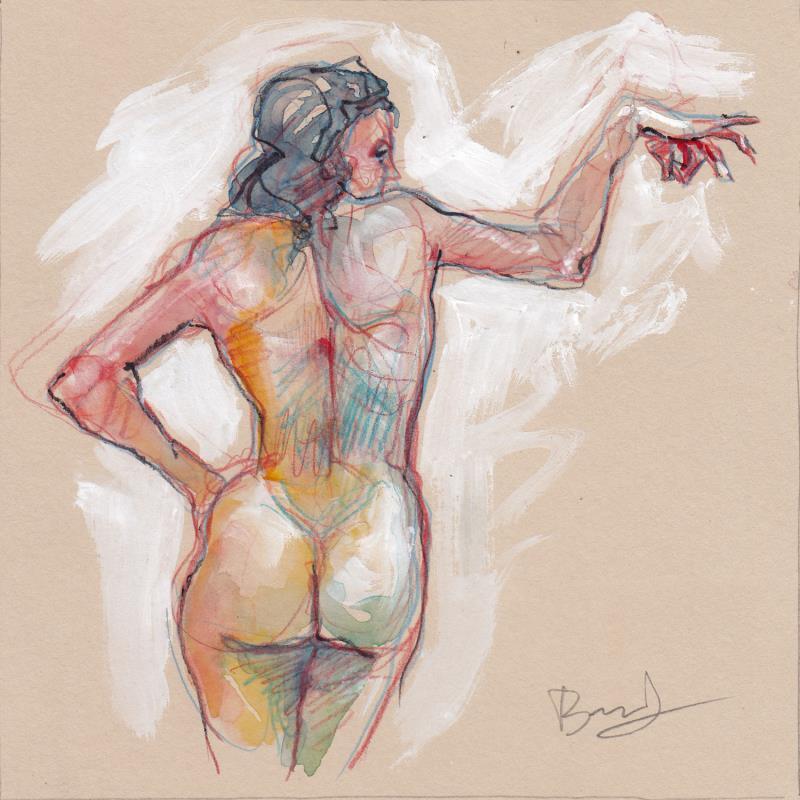 Painting Une pincée d'Alice by Brunel Sébastien | Painting Figurative Nude Watercolor Gouache