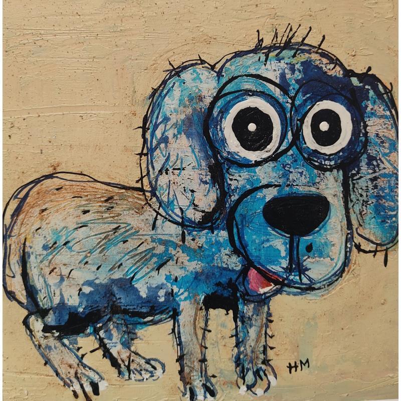 Peinture Chien bleu par Maury Hervé | Tableau Art Singulier Animaux