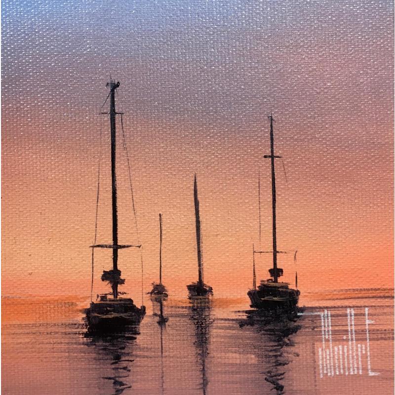 Painting Mouillage au crépuscule by Guillet Jerome | Painting Figurative Oil Marine