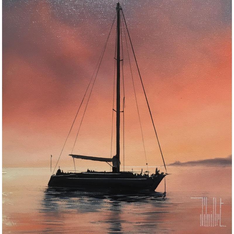 Painting Le silence du soir by Guillet Jerome | Painting Figurative Oil Marine