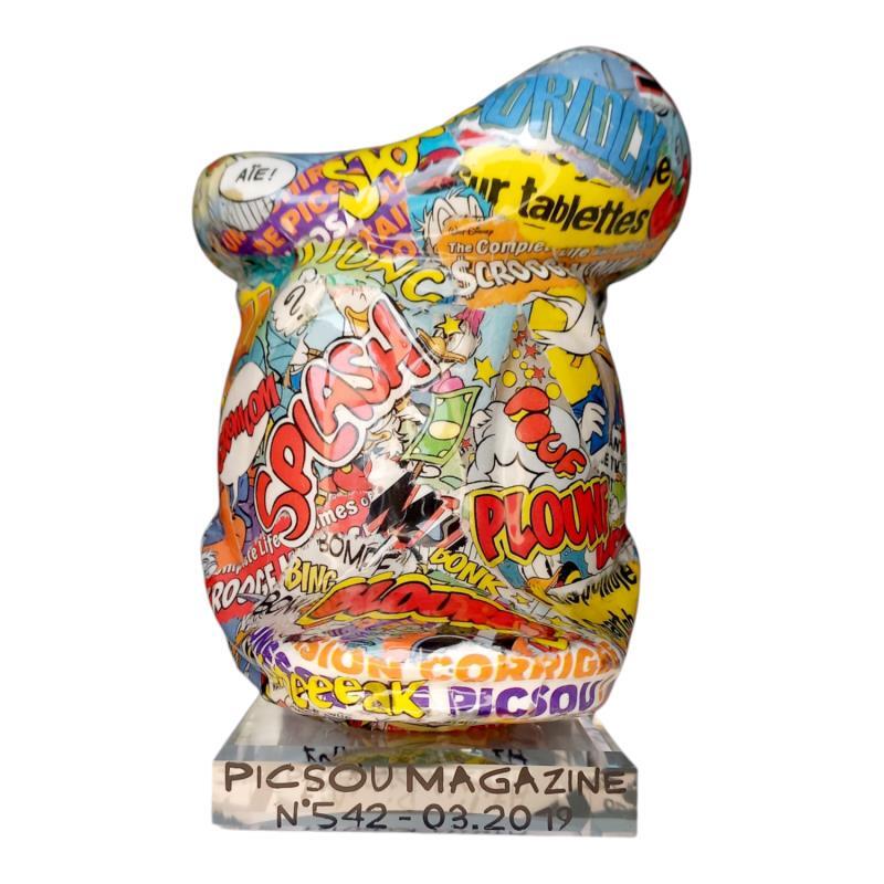 Sculpture Donald N°542/2019 by Atelier RingArt | Sculpture Pop-art Cinema Society Child Resin Paper Upcycling