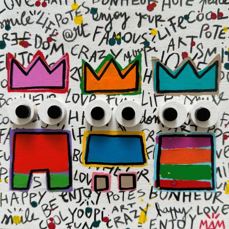 Painting LES 3 POTES by Mam | Painting Pop-art Pop icons Life style Black & White Acrylic