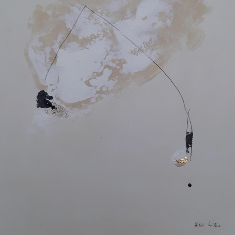 Peinture abstract beige B 118 par Wilms Hilde | Tableau Abstrait Acrylique Collage Feuille d'or