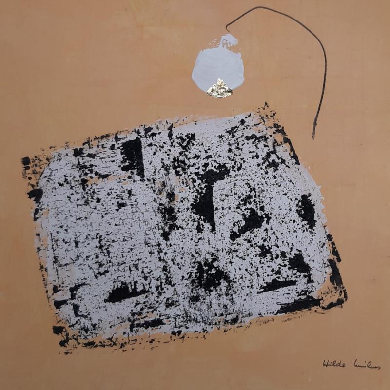 Peinture abstract yellow B 119 par Wilms Hilde | Tableau Abstrait Acrylique Collage Feuille d'or