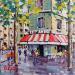 Painting PLACE SAINT ANDRE DES ARTS A SAINT GERMAIN DES PRES, PARIS by Euger | Painting Figurative Society Urban Life style Acrylic