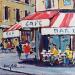 Painting TERRASSE RUE DU BAC A PARIS by Euger | Painting Figurative Society Urban Life style Acrylic