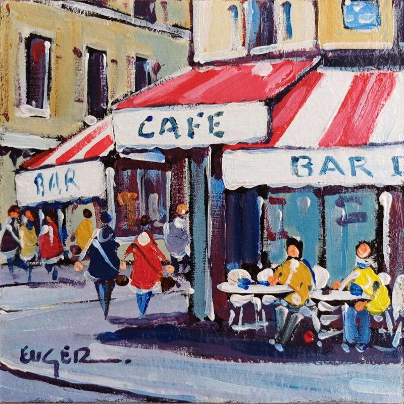 Peinture TERRASSE RUE DU BAC A PARIS par Euger | Tableau Figuratif Société Urbain Scènes de vie Acrylique