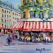 Gemälde BRASSERIE RUE SAINT LAZARE A PARIS von Euger | Gemälde Figurativ Gesellschaft Urban Alltagsszenen Acryl