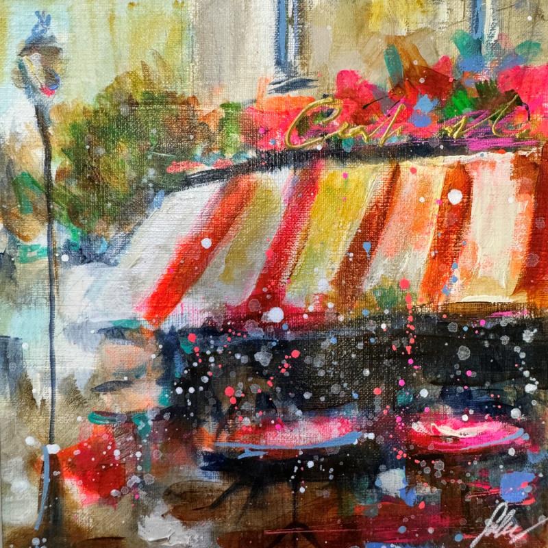 Painting Café de la poste  by Solveiga | Painting Impressionism Urban Life style Architecture Oil Acrylic