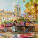 Painting Les bouquinistes  by Solveiga | Painting Impressionism Urban Life style Architecture Acrylic