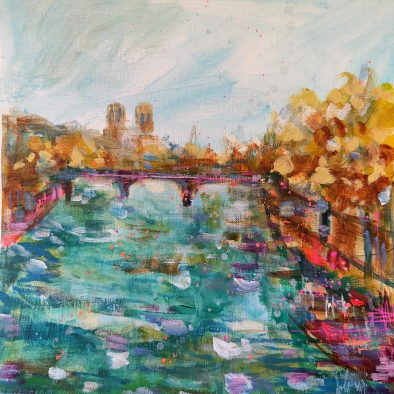 Painting Automne à Paris  by Solveiga | Painting Impressionism Urban Life style Architecture Acrylic