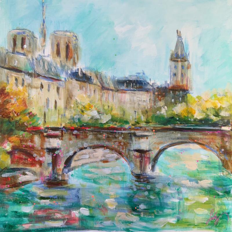 Painting Romantic Paris by Solveiga | Painting Impressionism Acrylic Architecture, Life style, Urban