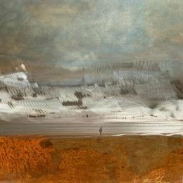 Painting Face à la mer by Mahieu Bertrand | Painting Figurative Metal Landscapes, Marine